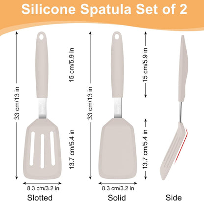 2 Pack Silicone Spatula Set, Heat Resistant, for Nonstick Cookware