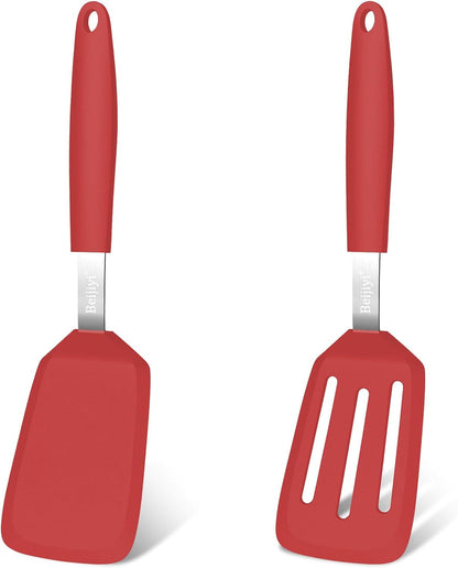 2 Pack Silicone Spatula Set, Heat Resistant, for Nonstick Cookware