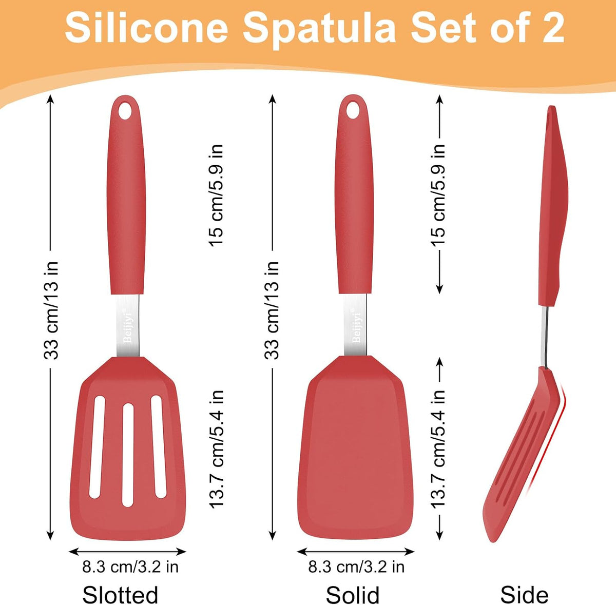 2 Pack Silicone Spatula Set, Heat Resistant, for Nonstick Cookware