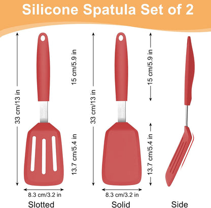 2 Pack Silicone Spatula Set, Heat Resistant, for Nonstick Cookware