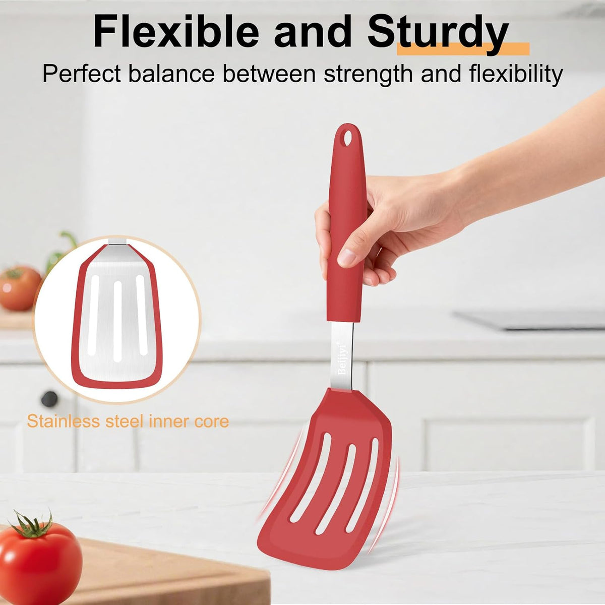 2 Pack Silicone Spatula Set, Heat Resistant, for Nonstick Cookware