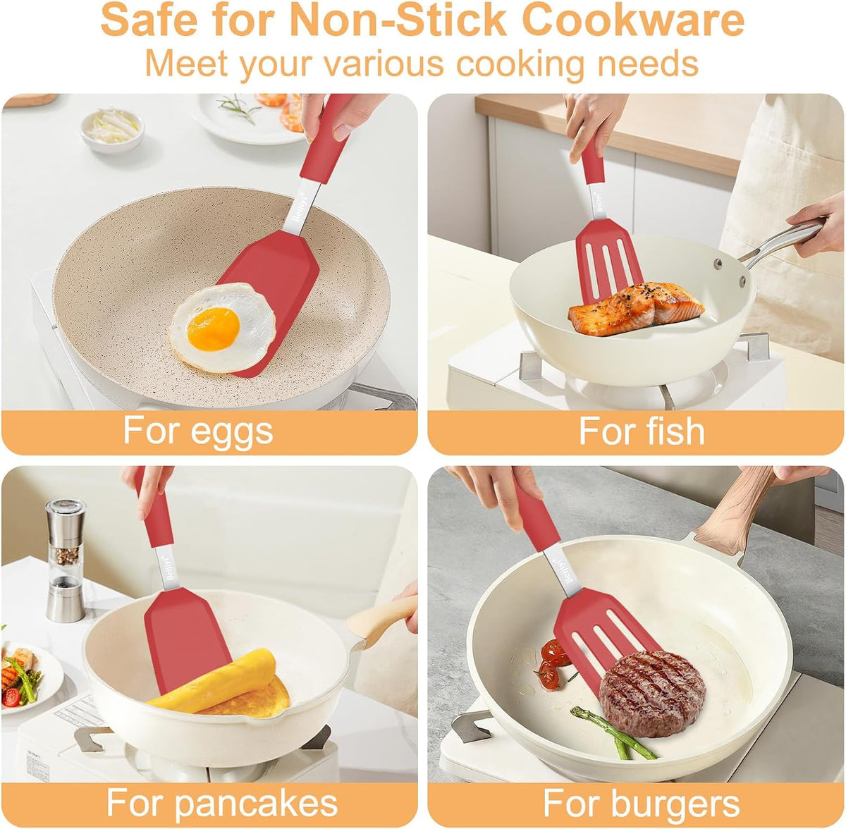 2 Pack Silicone Spatula Set, Heat Resistant, for Nonstick Cookware