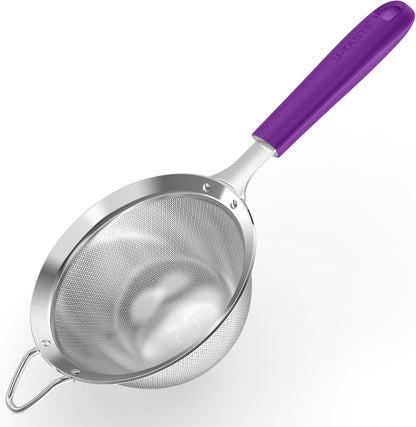Fine Mesh Strainer, 18/8 Stainless Steel Sieve 30 Mesh, M/Aqua Sky