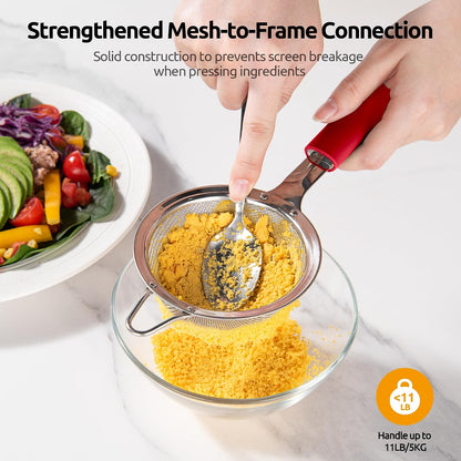 Fine Mesh Strainer, 18/8 Stainless Steel Sieve 30 Mesh, M/Aqua Sky
