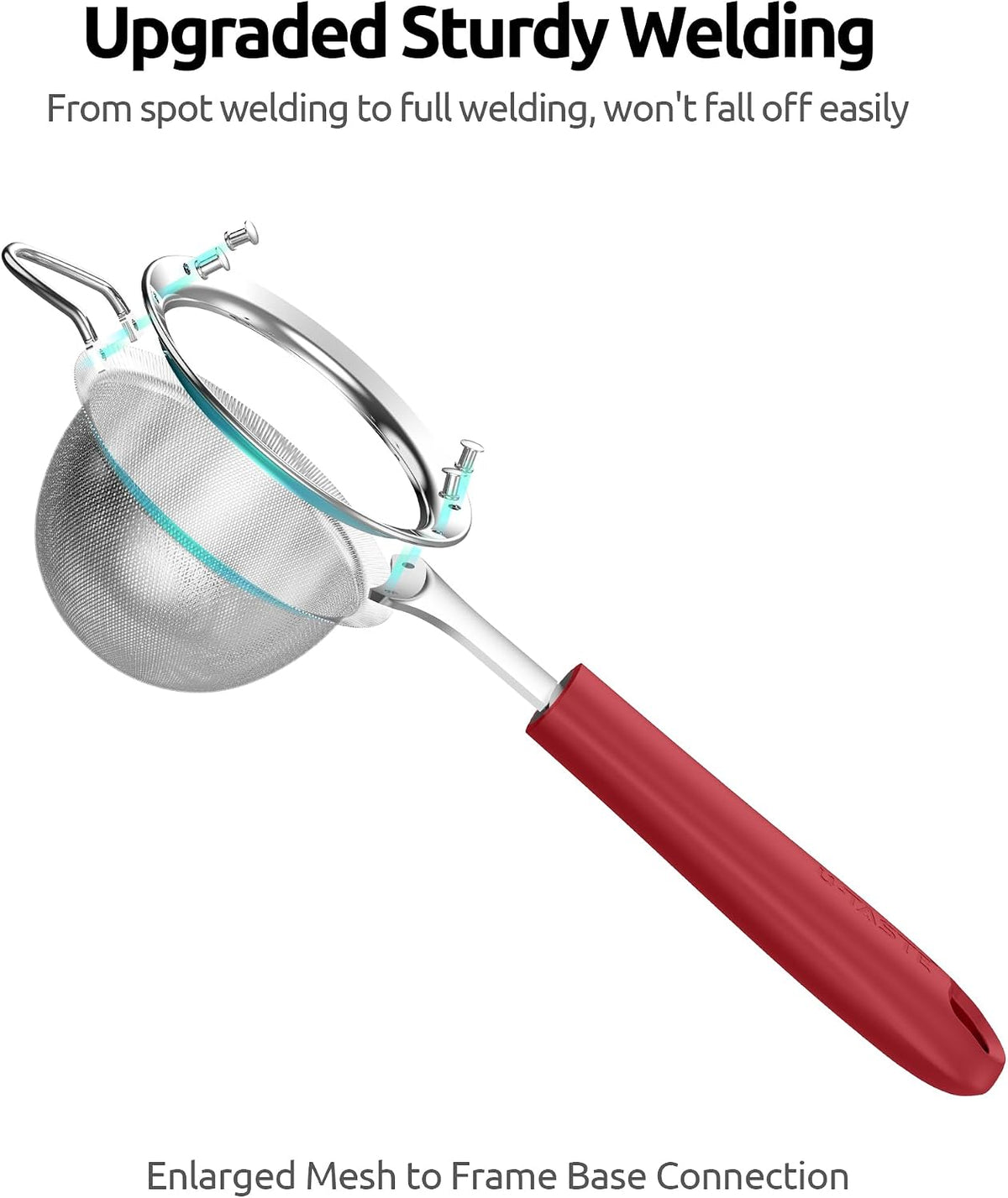 Fine Mesh Strainer, 18/8 Stainless Steel Sieve 30 Mesh, M/Aqua Sky