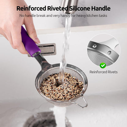 Fine Mesh Strainer, 18/8 Stainless Steel Sieve 30 Mesh, M/Aqua Sky