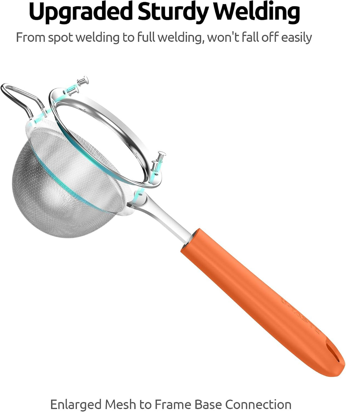 Fine Mesh Strainer, 18/8 Stainless Steel Sieve 30 Mesh, M/Aqua Sky
