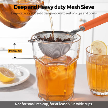 Fine Mesh Strainer, 18/8 Stainless Steel Sieve 30 Mesh, M/Aqua Sky