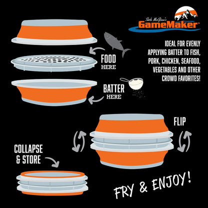 Collapsible Plastic Batter Bowl | Mess-Free Breading Shaker Container & Mixer | Ideal for Fish Fry, Fried Chicken, Onion Rings, Wings & More