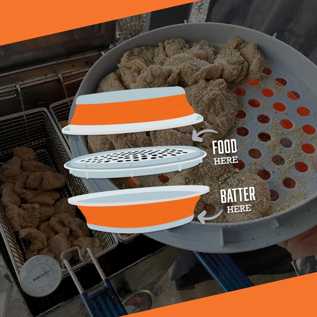 Collapsible Plastic Batter Bowl | Mess-Free Breading Shaker Container & Mixer | Ideal for Fish Fry, Fried Chicken, Onion Rings, Wings & More