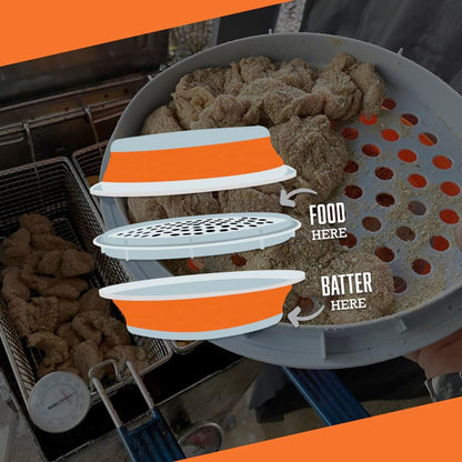 Collapsible Plastic Batter Bowl | Mess-Free Breading Shaker Container & Mixer | Ideal for Fish Fry, Fried Chicken, Onion Rings, Wings & More