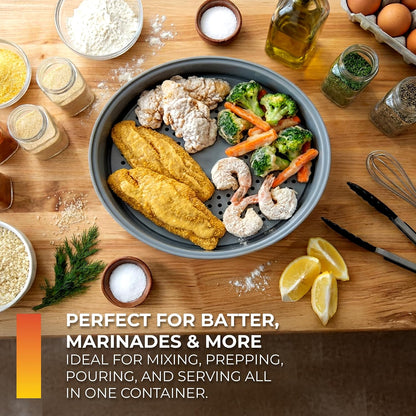 Collapsible Plastic Batter Bowl | Mess-Free Breading Shaker Container & Mixer | Ideal for Fish Fry, Fried Chicken, Onion Rings, Wings & More