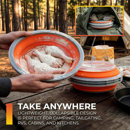 Collapsible Plastic Batter Bowl | Mess-Free Breading Shaker Container & Mixer | Ideal for Fish Fry, Fried Chicken, Onion Rings, Wings & More