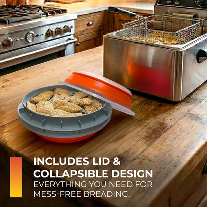 Collapsible Plastic Batter Bowl | Mess-Free Breading Shaker Container & Mixer | Ideal for Fish Fry, Fried Chicken, Onion Rings, Wings & More