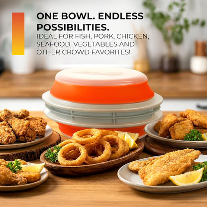Collapsible Plastic Batter Bowl | Mess-Free Breading Shaker Container & Mixer | Ideal for Fish Fry, Fried Chicken, Onion Rings, Wings & More