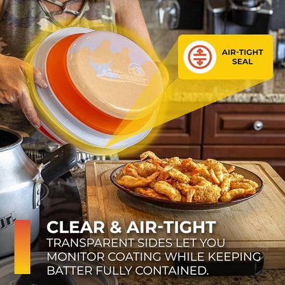 Collapsible Plastic Batter Bowl | Mess-Free Breading Shaker Container & Mixer | Ideal for Fish Fry, Fried Chicken, Onion Rings, Wings & More