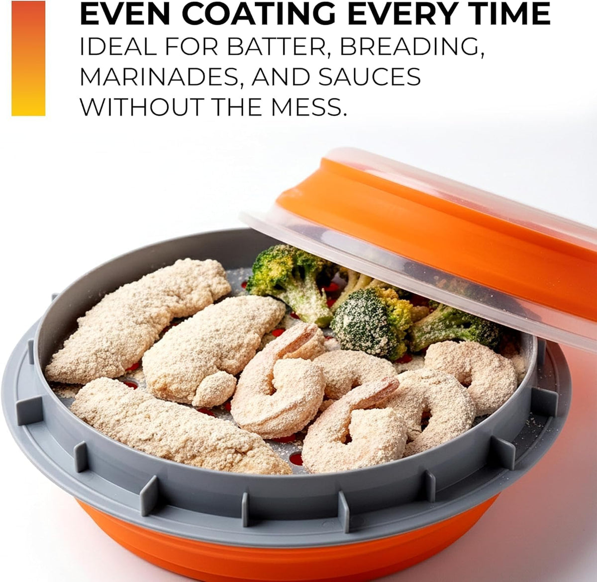 Collapsible Plastic Batter Bowl | Mess-Free Breading Shaker Container & Mixer | Ideal for Fish Fry, Fried Chicken, Onion Rings, Wings & More