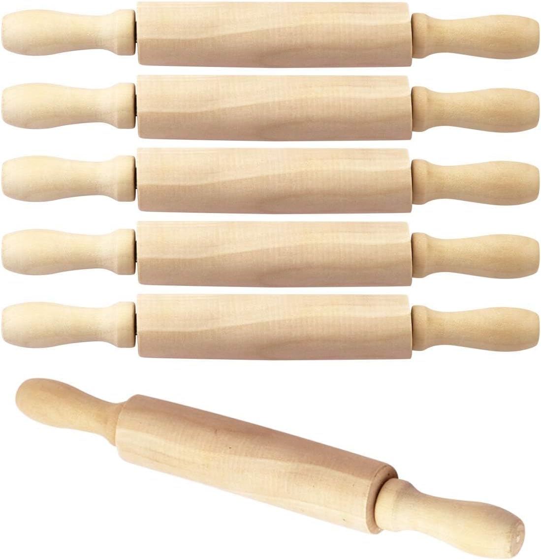 6 Pack 8 Inch Mini Wooden Rolling Pins for Kids Craft