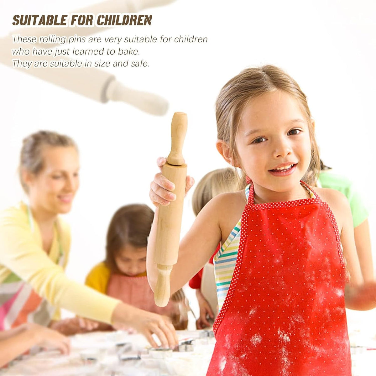 6 Pack 8 Inch Mini Wooden Rolling Pins for Kids Craft