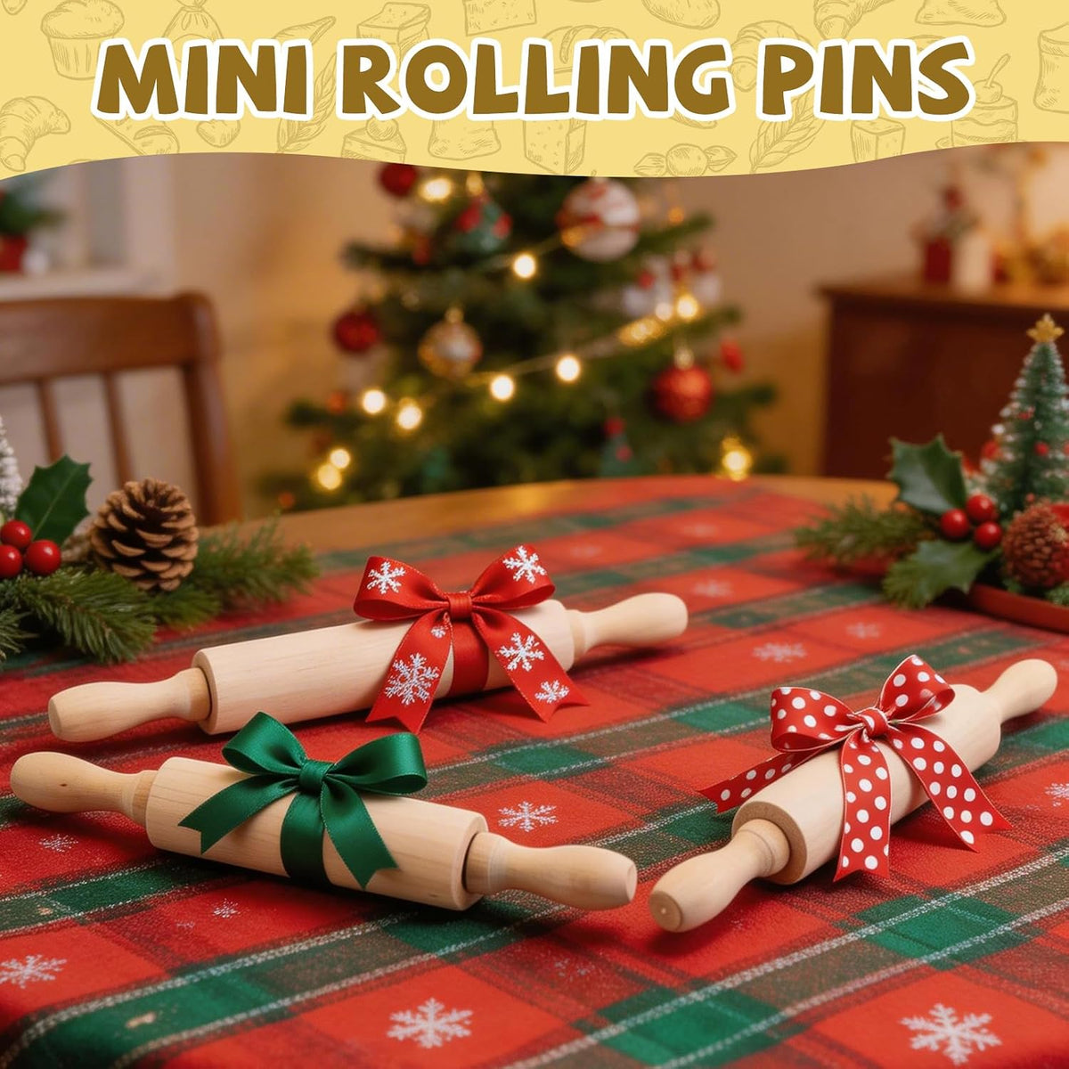 6 Pack 8 Inch Mini Wooden Rolling Pins for Kids Craft