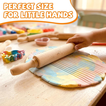 6 Pack 8 Inch Mini Wooden Rolling Pins for Kids Craft