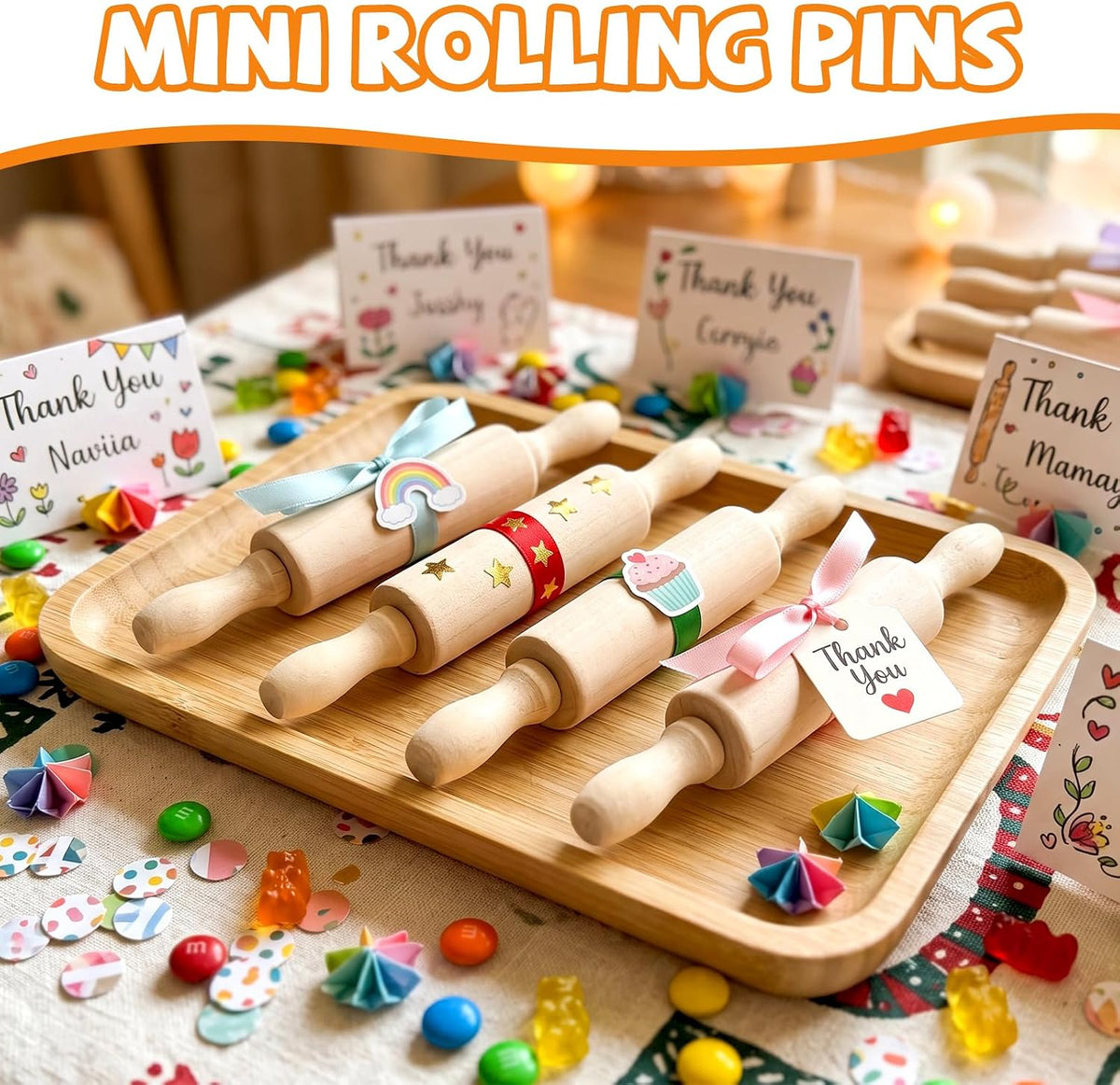 6 Pack 8 Inch Mini Wooden Rolling Pins for Kids Craft