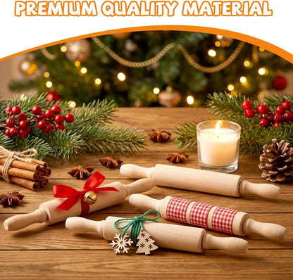 6 Pack 8 Inch Mini Wooden Rolling Pins for Kids Craft