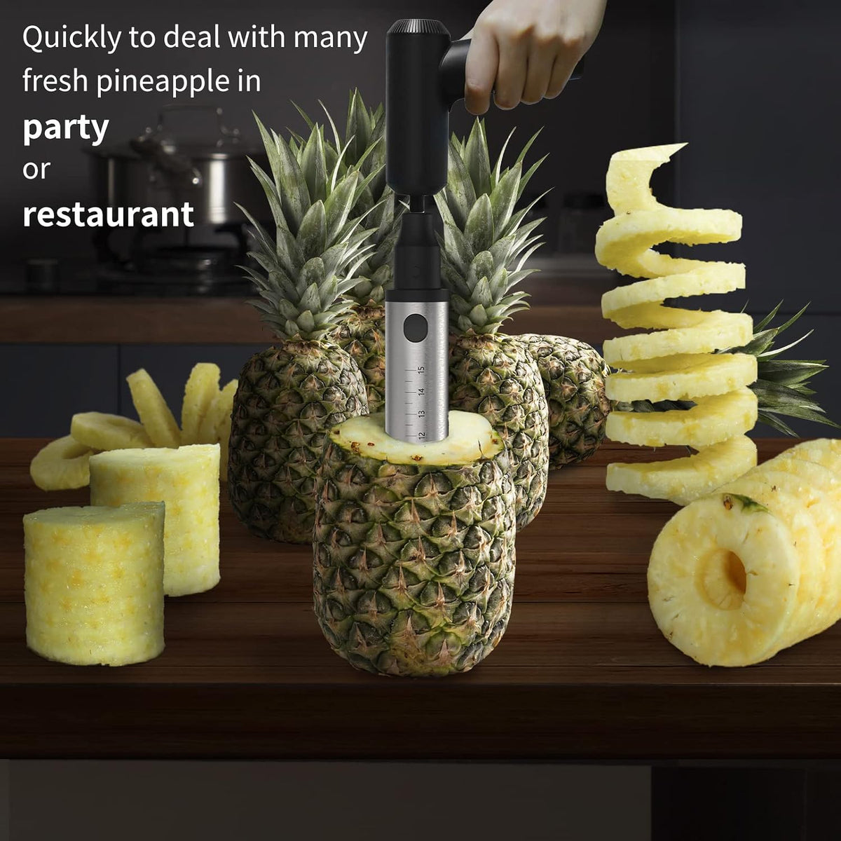 Newness Pineapple Corer Cutter, [Upgraded, Electric & Manual] Stainless Steel Fruit Pineapple Slicer with Electric Drill Accessory [Easier & Faster], Sturdy Pineapple Core Remover Kitchen Tool