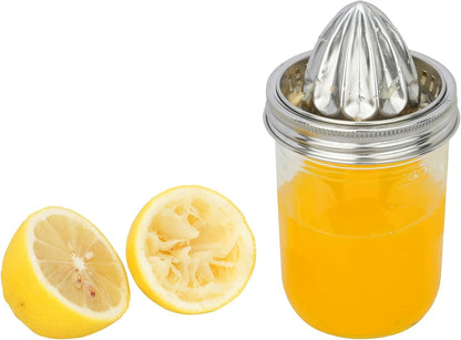 2 Pcs Juicer Lid for Mason Jar 3.38 inch Wide Mouth Stainless Steel Orange Lemon Hand Squeezer Manual Juicers