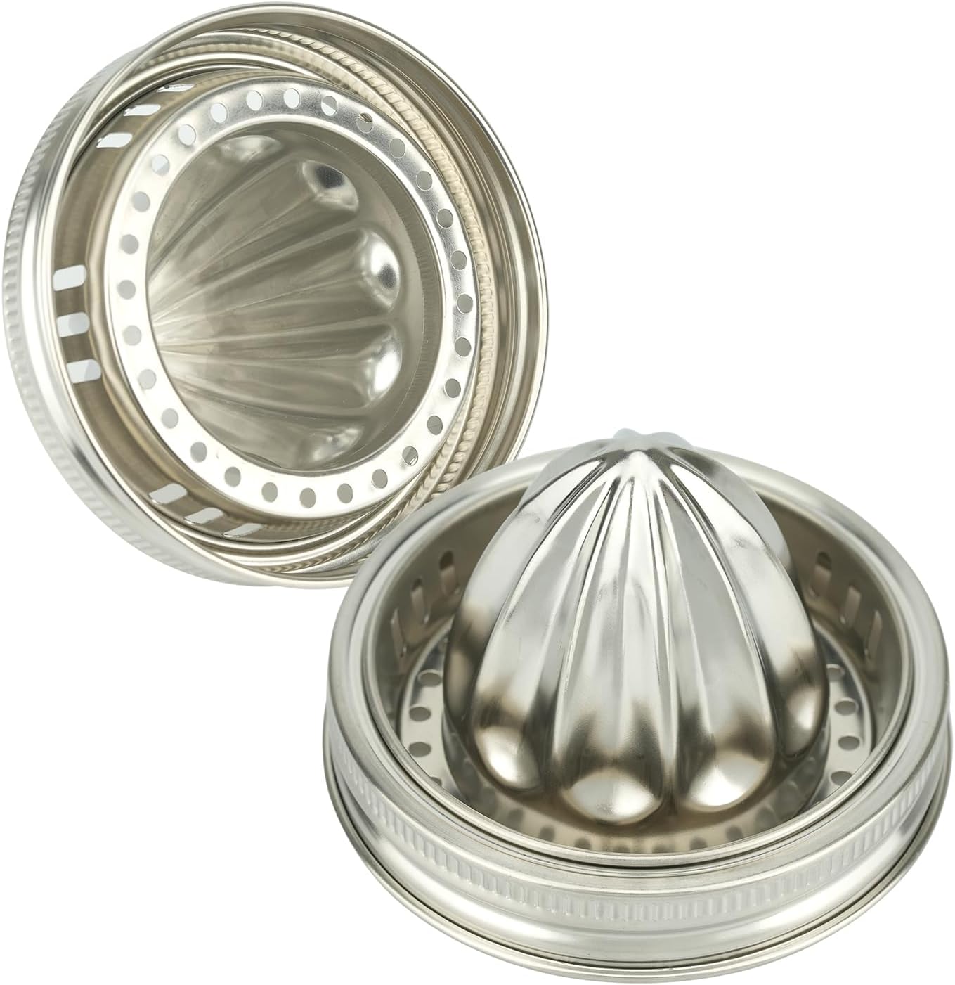 2 Pcs Juicer Lid for Mason Jar 3.38 inch Wide Mouth Stainless Steel Orange Lemon Hand Squeezer Manual Juicers