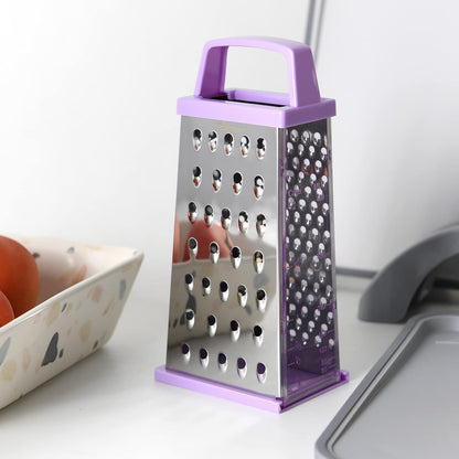 Four-Sided Vegetable Grater | Box Cheese Grater | Stainless Steel Handheld Grater, Slicer, Chopper, Zester for Vegetables, Cheese, Chocolate | 4 Kitchen Functions (color may vary)