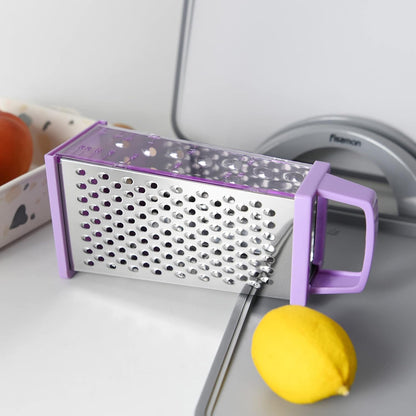 Four-Sided Vegetable Grater | Box Cheese Grater | Stainless Steel Handheld Grater, Slicer, Chopper, Zester for Vegetables, Cheese, Chocolate | 4 Kitchen Functions (color may vary)