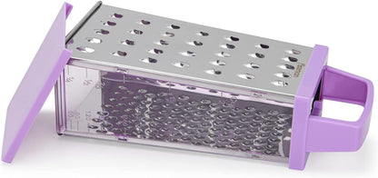 Four-Sided Vegetable Grater | Box Cheese Grater | Stainless Steel Handheld Grater, Slicer, Chopper, Zester for Vegetables, Cheese, Chocolate | 4 Kitchen Functions (color may vary)