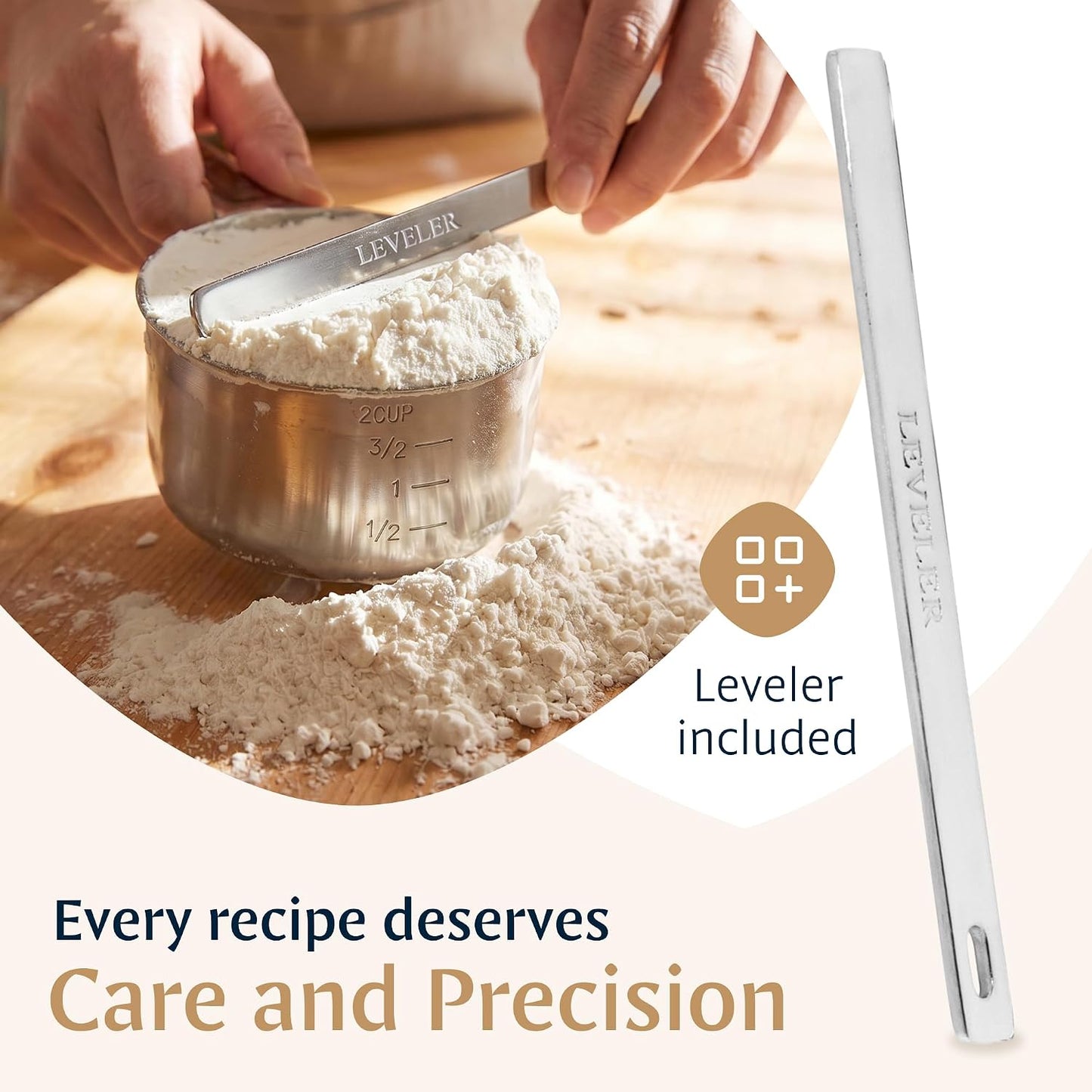 Stainless Steel Measuring Cups and Spoons Set (15 Piece Set)
