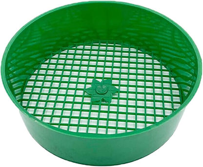 Green Round Garden Sieve Riddle Stone Sand Seedling Mesh Sieve Garden Tools For Compost Soil Stone Mesh Garden Tool Seed Sifting Sieve Planting Accessories Seed Sifting Sieve