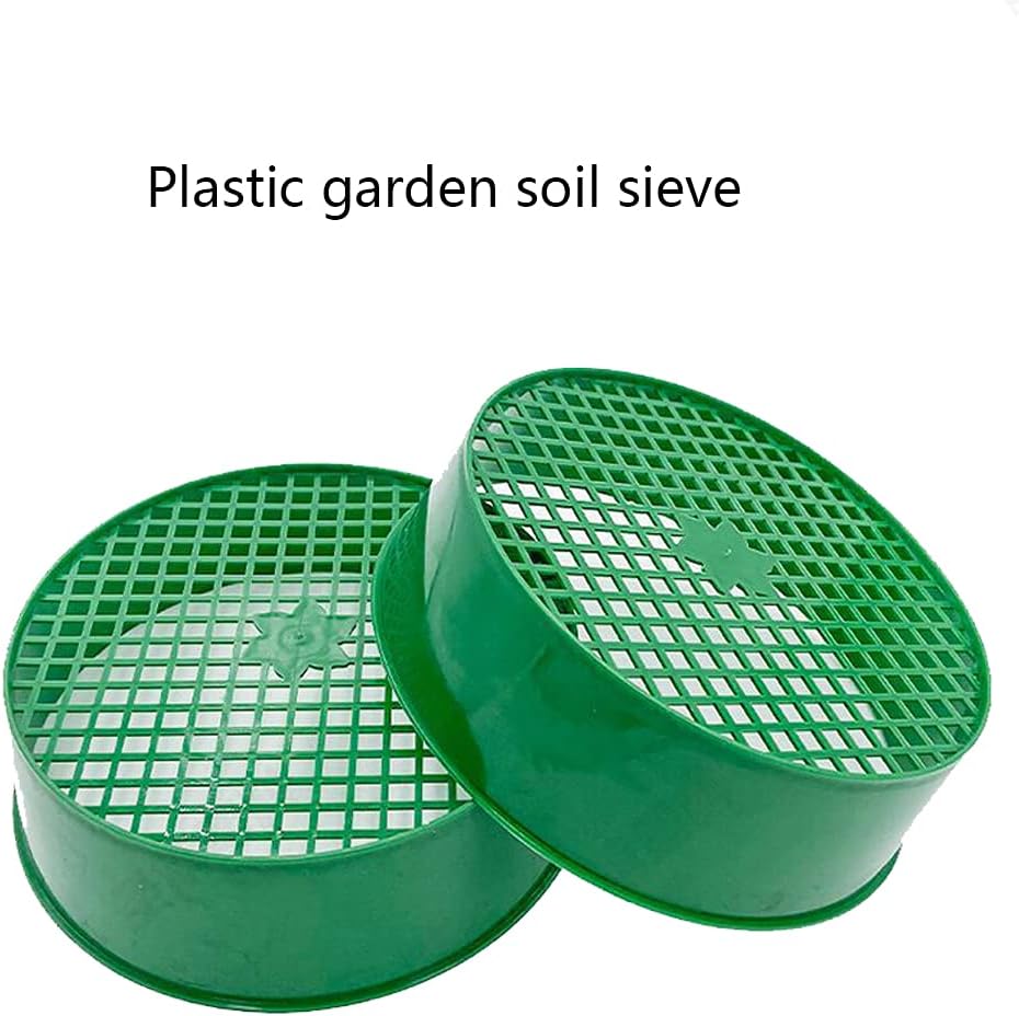 Green Round Garden Sieve Riddle Stone Sand Seedling Mesh Sieve Garden Tools For Compost Soil Stone Mesh Garden Tool Seed Sifting Sieve Planting Accessories Seed Sifting Sieve