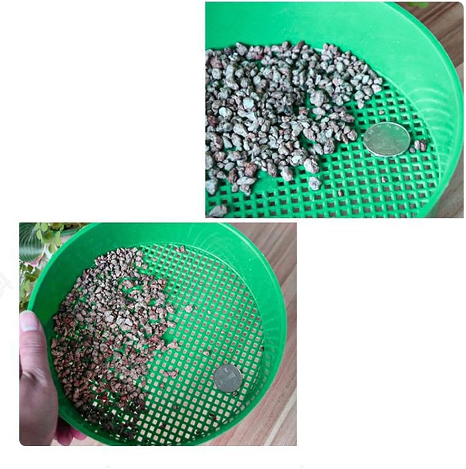 Green Round Garden Sieve Riddle Stone Sand Seedling Mesh Sieve Garden Tools For Compost Soil Stone Mesh Garden Tool Seed Sifting Sieve Planting Accessories Seed Sifting Sieve