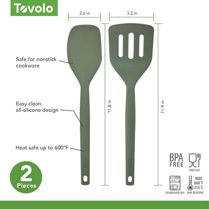 Elements Silicone Spatula Turner Set Kitchen Utensils Heat Resistant 600F Easy Clean Dishwasher Safe Nonstick Spatula Turner Bundle Cookware for Cooking Baking Mixing Tools, Oatmeal