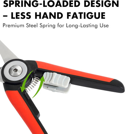 Garden Pruning Shears Floral Scissors with Straight Blade | 8.5" Precision Cutting, Stainless Steel Straight Blade, Non-Slip Grip, Flowers Herbs Bonsai Indoor Plants