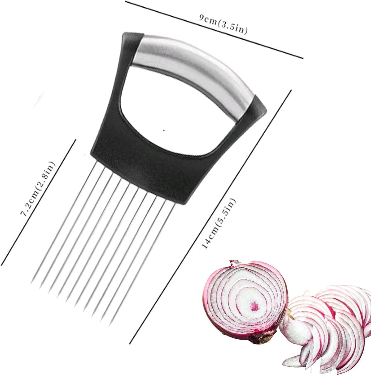 Onion Slicer Holde,Onion Cutter for Slicing, Tomato, Lemon, Meat, Avocados,Eggs Cutting Tool Stainless Steel Cutting Kitchen Gadgets.