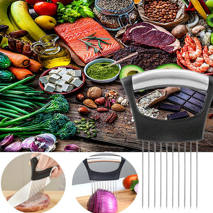 Onion Slicer Holde,Onion Cutter for Slicing, Tomato, Lemon, Meat, Avocados,Eggs Cutting Tool Stainless Steel Cutting Kitchen Gadgets.