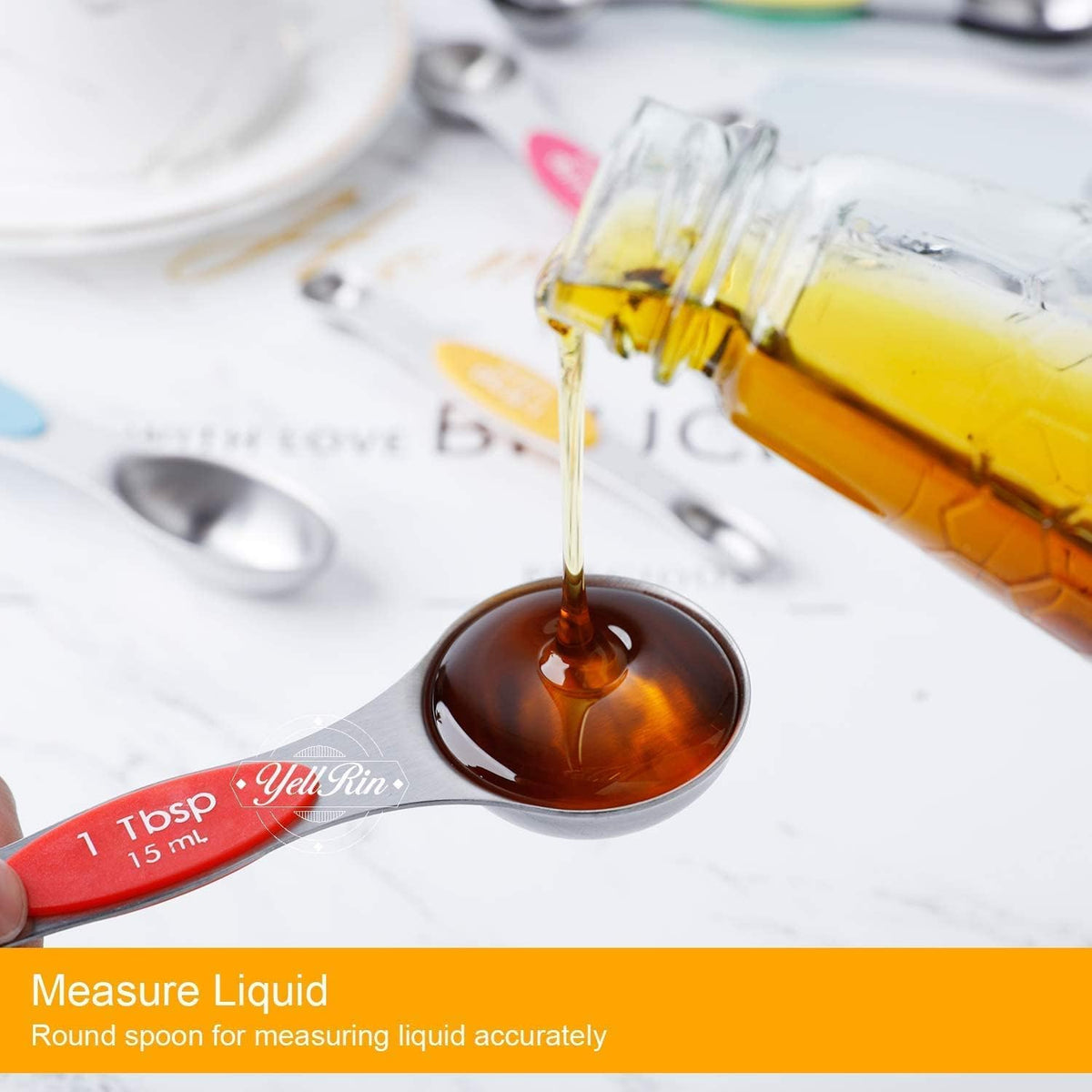 Magnetic Measuring Spoons Set of 7 Stainless Steel Dual Sided Tablespoon