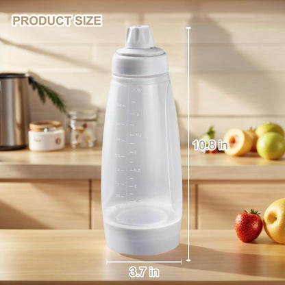 Pancake Batter Dispenser with Blender Balls,33 Oz Pancake Mixer Bottle,Batter Mixer,Kitchen Batter Squeezer Bottle with Graduated Lines and Sturdy Base for Cupcakes,Crepes,Muffins,Pancakes