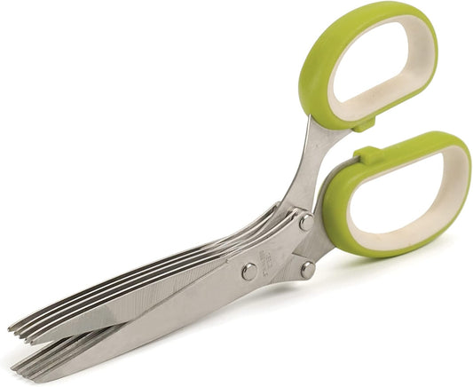 Kitchen Tool Collection Herb Scissors with Protective Cover/Blade Cleaner, Dishwasher Safe, 7.75x3.25"