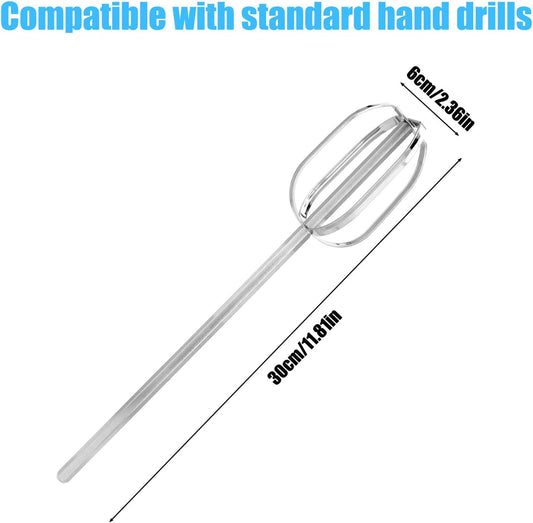 Meat Grinder & Egg Beater Drill Attachment, 304 Stainless Steel Mixer Tool for Standard Electric Drills for Ground Meat Patties Dough Cream & Batters (Silver)