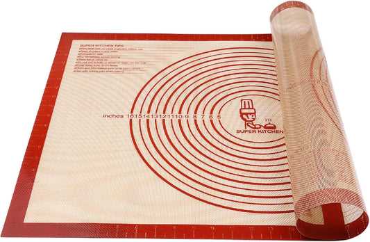 Non-slip Silicone Pastry Mat Extra Large with Measurements 28''By 20'' for Silicone Baking Mat, Counter, Dough Rolling, Oven Liner,Fondant/Pie Crust Red