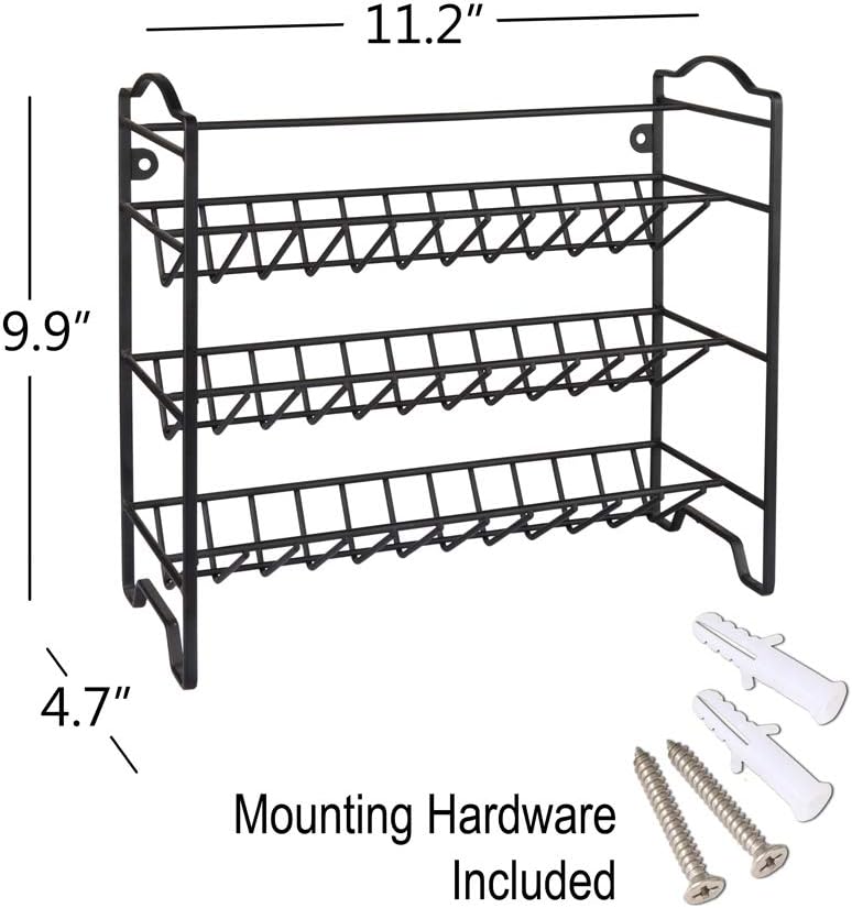 Spice Rack Organizer with 18 Spice Jars 4 oz, 396 Spice Labels | Chalk Marker, Funnel Set, Spice Organizer for Cabinet, Countertop, Pantry, Cupboard & Wall Mount, 11.2" W × 9.9" H, Black