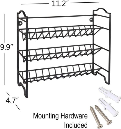 Spice Rack Organizer with 18 Spice Jars 4 oz, 396 Spice Labels | Chalk Marker, Funnel Set, Spice Organizer for Cabinet, Countertop, Pantry, Cupboard & Wall Mount, 11.2" W × 9.9" H, Black