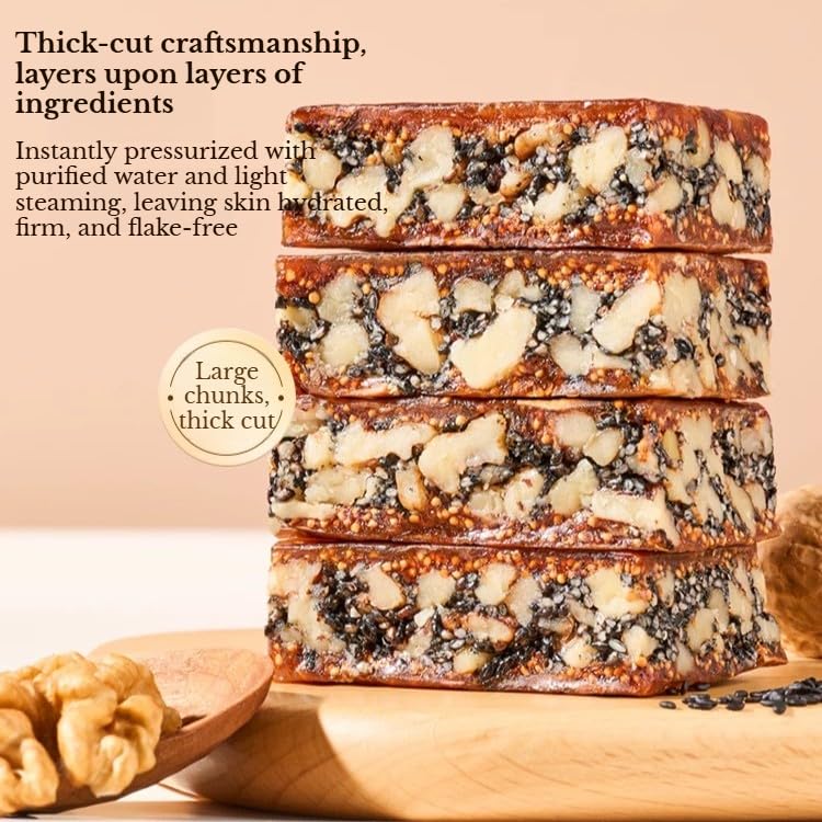 Fig & Walnut Pastry Bites 250g*2 Bags (About 25-28 Packs)– Blended with Black Sesame, Astragalus & Lily Bulb – Sweet, Soft & Crispy Texture – Natural Flavor Energy Snack –Sweet, Soft, Glutinous & Crispy Snack