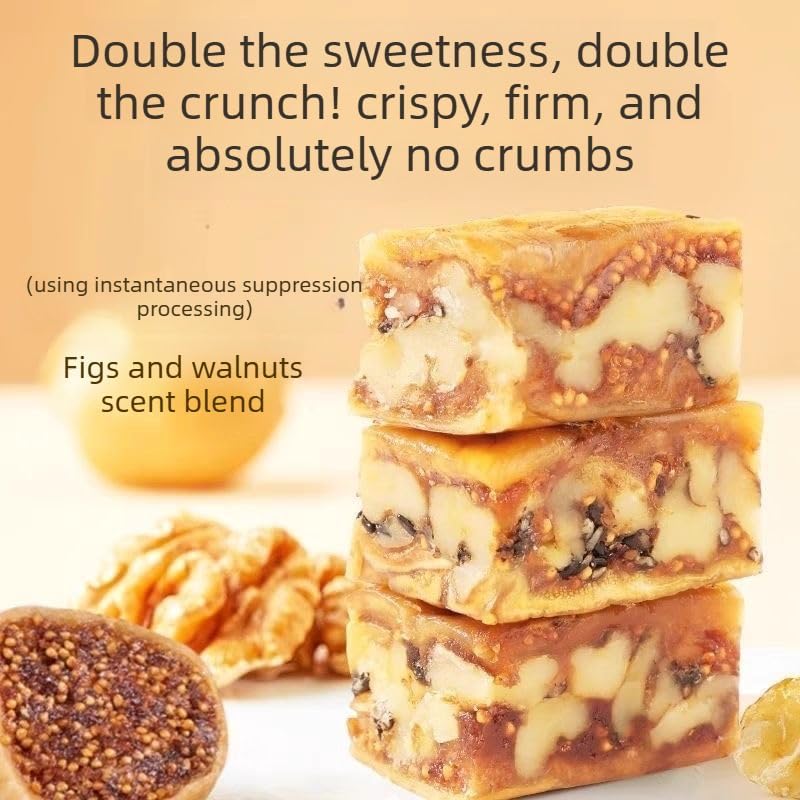 Fig & Walnut Pastry Bites 250g*2 Bags (About 25-28 Packs)– Blended with Black Sesame, Astragalus & Lily Bulb – Sweet, Soft & Crispy Texture – Natural Flavor Energy Snack –Sweet, Soft, Glutinous & Crispy Snack